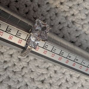 Silver-Tone White Cubic Zirconia Two-Stone Ring